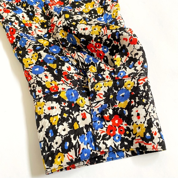 Veronica Beard mena black white red floral print neck tie silk blouse top - Picture 13 of 16